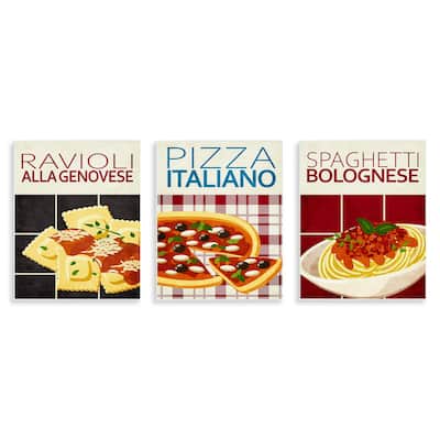 Stupell Classic Italian Pasta Meals Wall Plaque Art Design By Kim Allen (Set of 3)