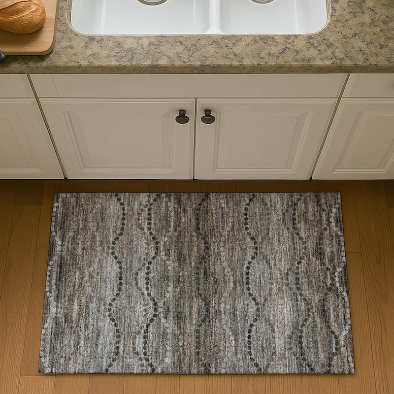 Premium Washable Super Soft Boho Stripes Mayfield Rug - Chocolate - 1'8" x 2'6"