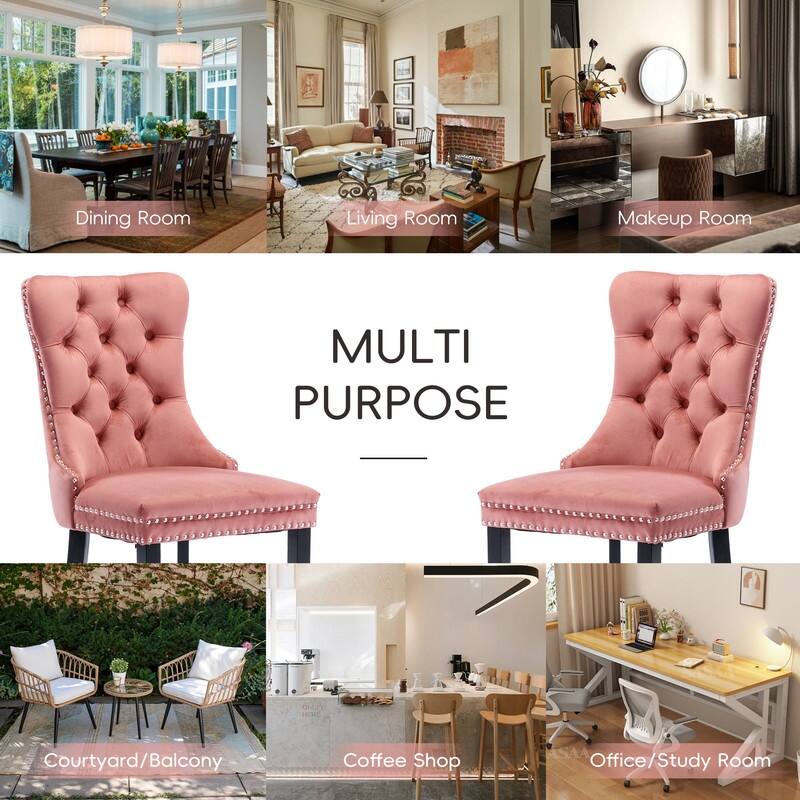 Tufted Naliheads Solid Wood Upholstered Dining Chairs Set of 8