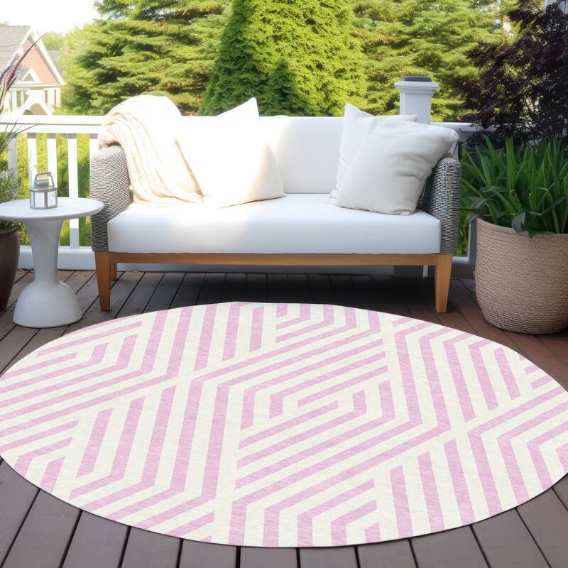 Alnafi Abstract Shapes Weather Resistant Classic Meets Modern Outdoor Rug