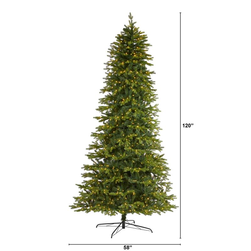10’ Pre-Lit Belgium Fir Artificial Christmas Tree, Clear LED Lights - 9 Foot