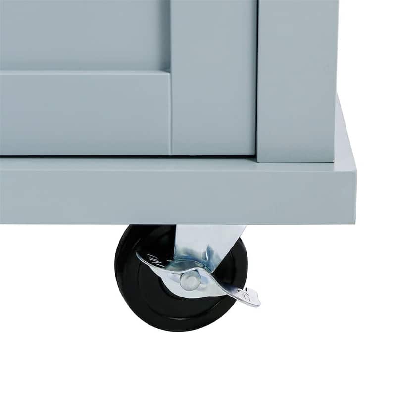 Merax Kitchen Cart with Rubber wood Drop-Leaf Countertop