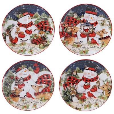 Certified International Magic Of Christmas Snowman 9-inch Salad/Dessert Plates (Set of 4)