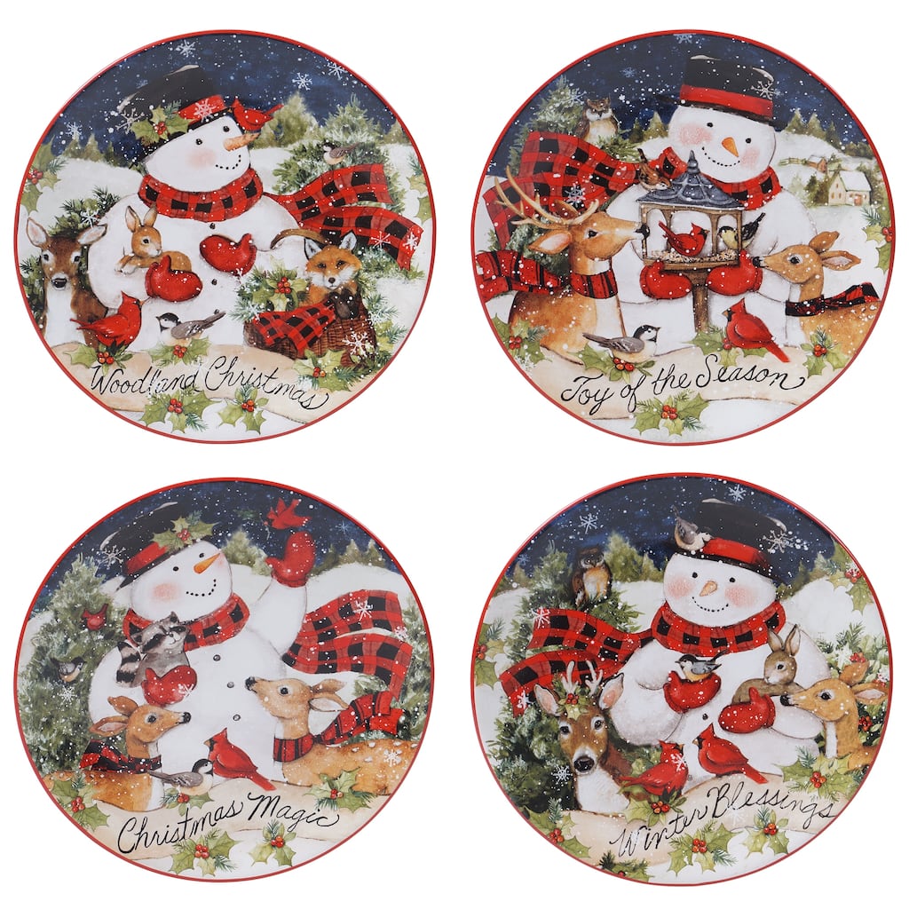 Certified International Magic Of Christmas Snowman 9-inch Salad/Dessert Plates (Set of 4)