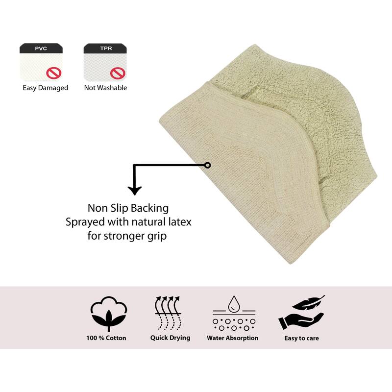 Waterford Collection 100% Cotton Non-Slip Bathroom Rug Set, Machine Washable Bath Rug, 5 Piece Bath Mat Set with Contour