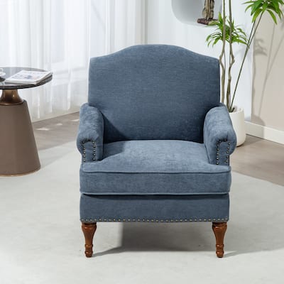 Accent Chair, Nailhead Trim Armchair for Living Room,Comfy Chenille Club Sofa Chair, Springs Cushions & Wood Legs