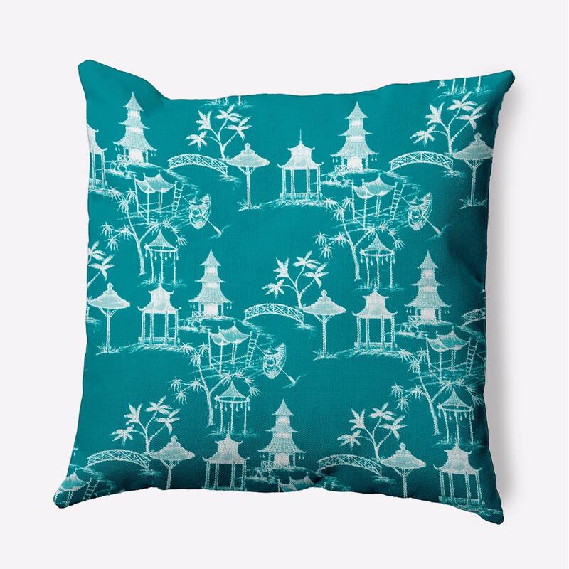 20 x 20 Inch Chinapezka Floral Print Outdoor Pillow