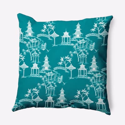 20 x 20 Inch Chinapezka Floral Print Outdoor Pillow