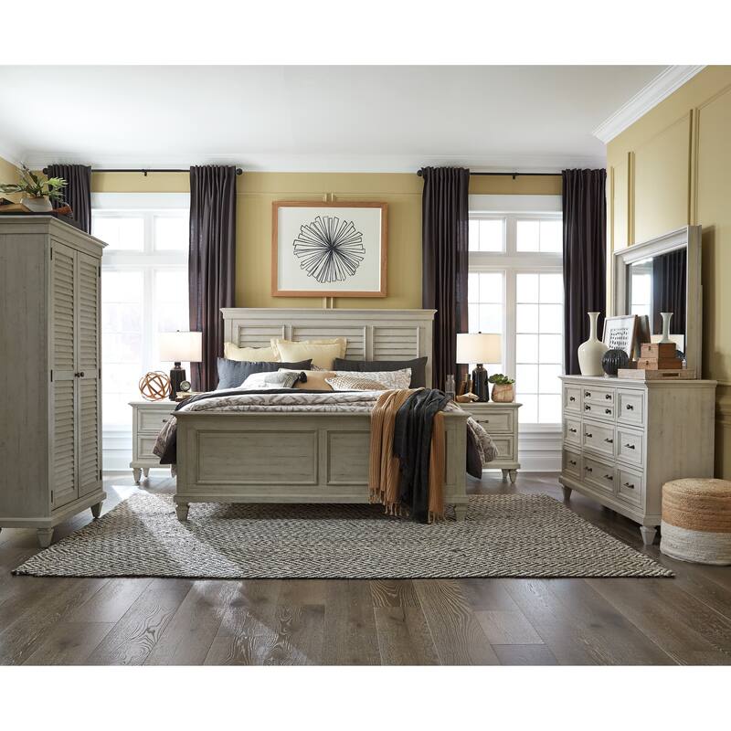 Magnussen Home Newport Alabaster King Shutter Panel Bed