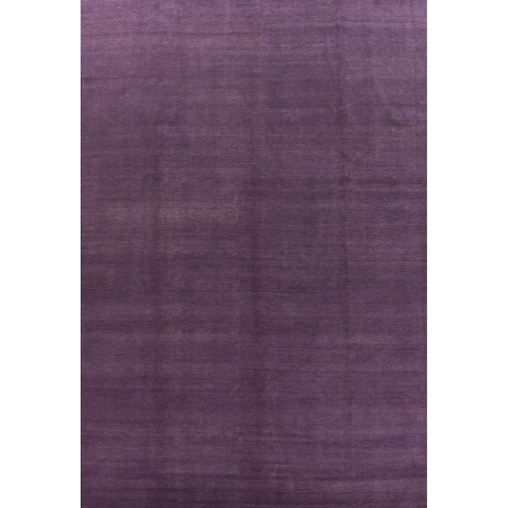 Hand Knotted Oriental 100% Wool Carpet Modern Solid Purples Gabbeh Area Rug - 13' 7'' X 10' 0''