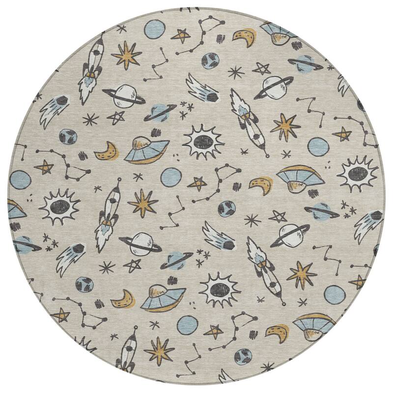 Machine Washable Indoor/ Outdoor Spaceship Chantille Rug