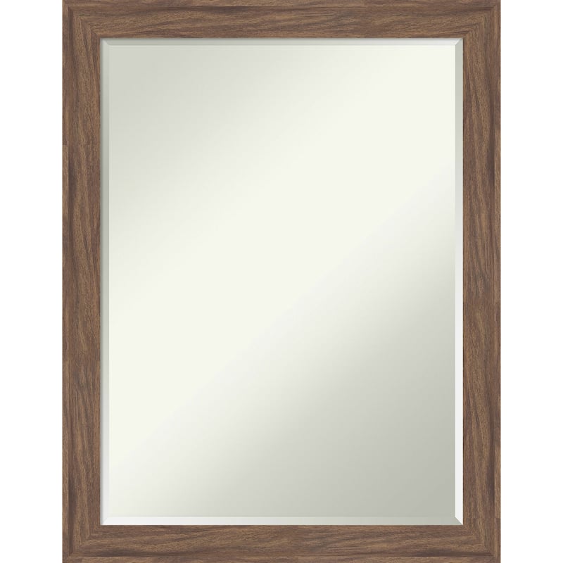 Pia Narrow Half-Inch-Bevel Framed Wall Mirror - Pia Medium Brown Narrow - 21 x 27 in