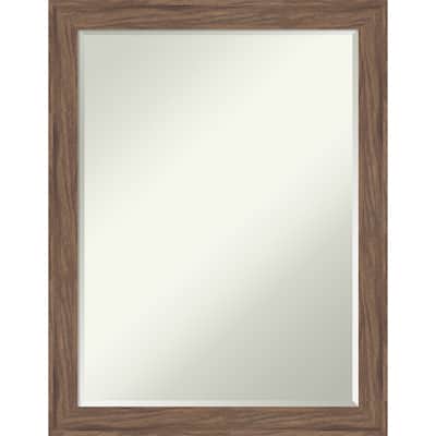 Pia Narrow Half-Inch-Bevel Framed Wall Mirror - Pia Medium Brown Narrow - 21 x 27 in