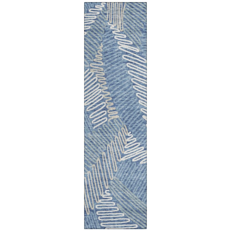 Machine Washable Indoor/ Outdoor Chantille Contemporary Squiggles Rug
