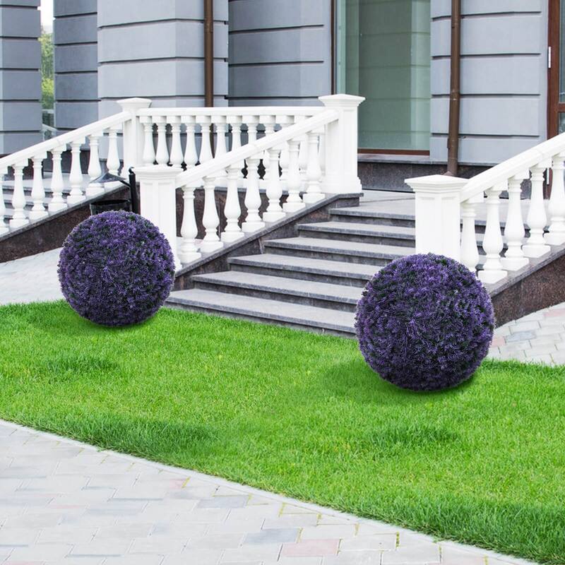 Costway 2 PCS 15" Artificial Plant Boxwood Topiary Ball Faux Lavender - See Details
