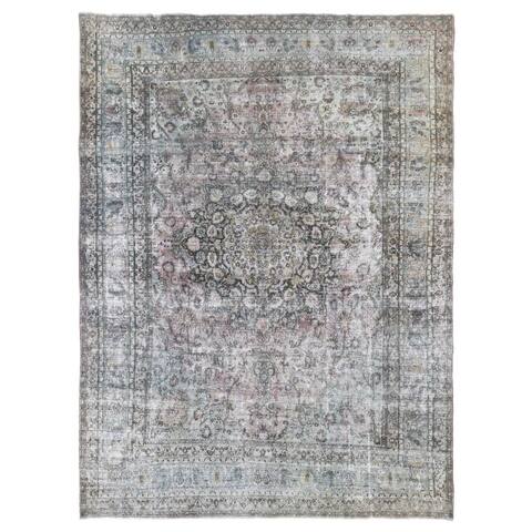 Shahbanu Rugs Light Red Antique Persian Khorasan Worn Down Hand Knotted Clean Oriental Rug (10'0" x 12'10") - 10'0" x 12'10"