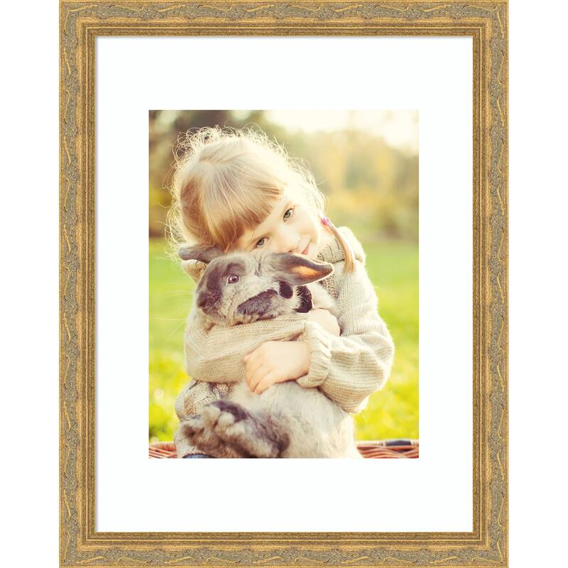 Mila Picture Frame, Photo Frame - 11x14 Matted White 8x10 - Mila Dark Gold