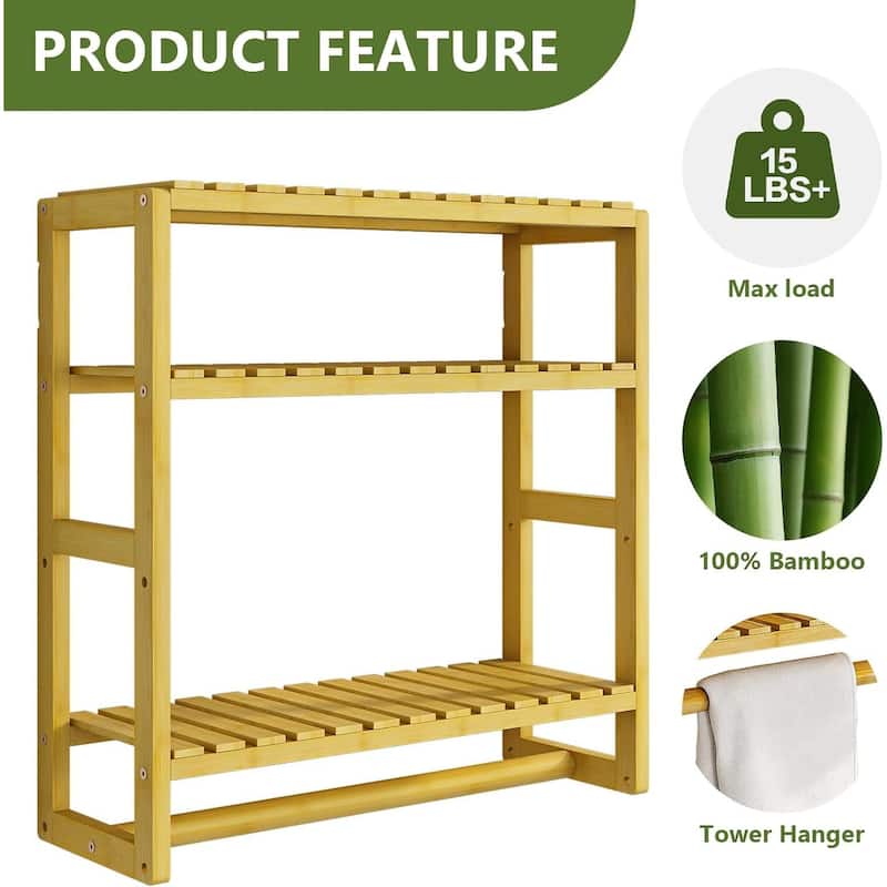 Bamboo Floating Shelves Bathroom Storage 3-Tier