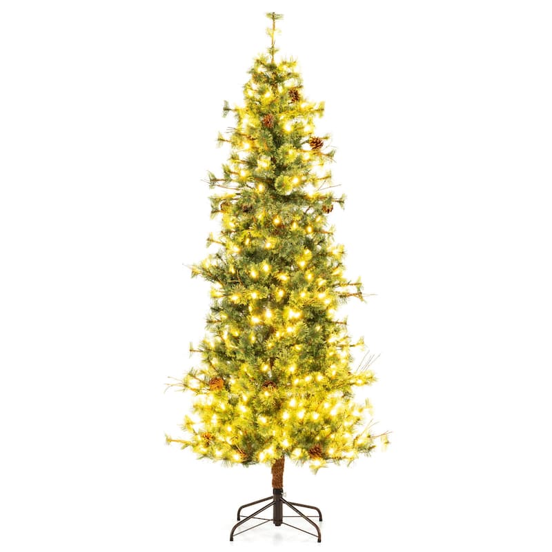 Costway 6/7/8 FT Artificial Christmas Tree with 370/502/702 Branch & - Green - See Details - 7 Foot