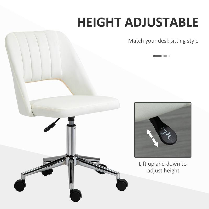 Vinsetto Modern Mid Back Office Chair with Velvet Fabric, Swivel Computer Armless Desk Chair