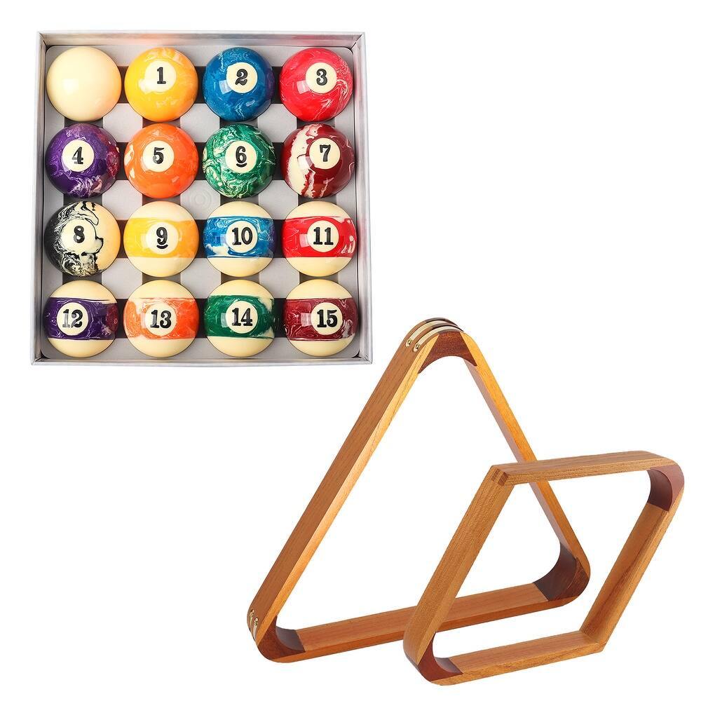 GSE™ 2-1/4"" Regulation Size Billiard/Pool Balls and 8-Ball Triangle & 9-Ball Diamond Rack Set - Billiard Accessory Kit