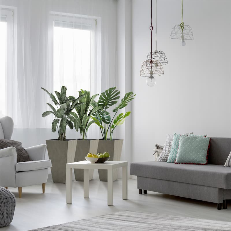 Outsunny Set of 3 Tall Planters with Drainage Hole - Grey