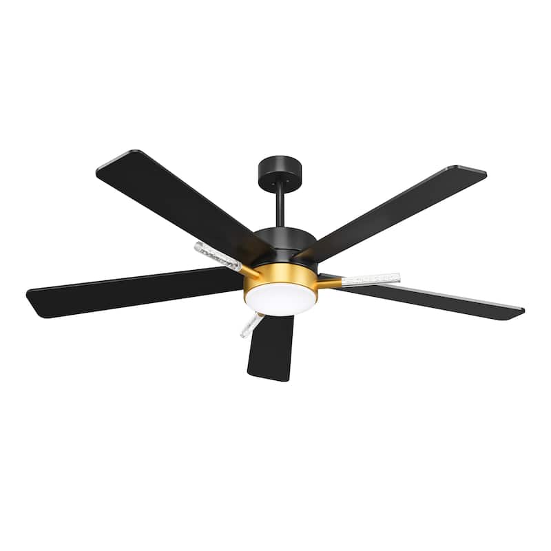 42 Inch Ceiling Fan with Light Remote 3 Crystal Rod and Dimmable Quiet Motor