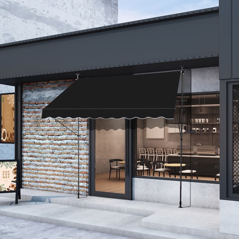 Retractable Patio Awning with 180g PU-Coated Polyester Fabric Aluminum and Steel Frame Adjustable 0 to 90 Degrees