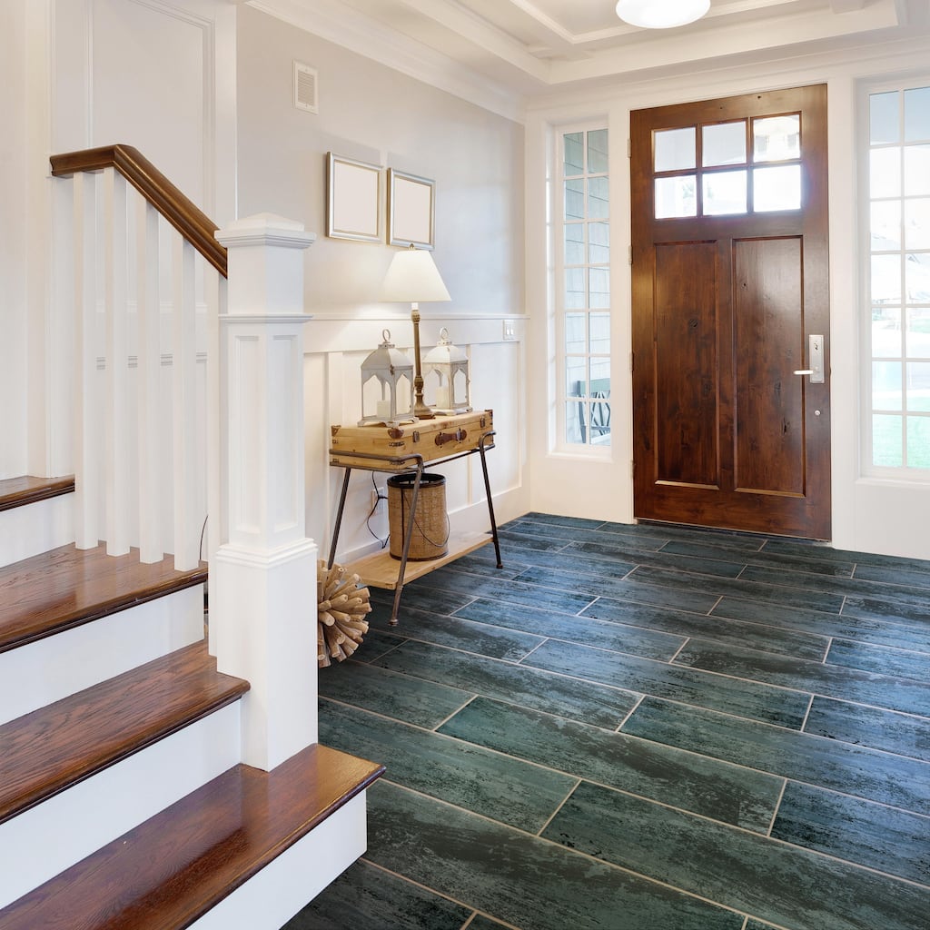 Merola Tile Cassis Black 8-1/2" x 35-1/2" Porcelain Floor and Wall Tile