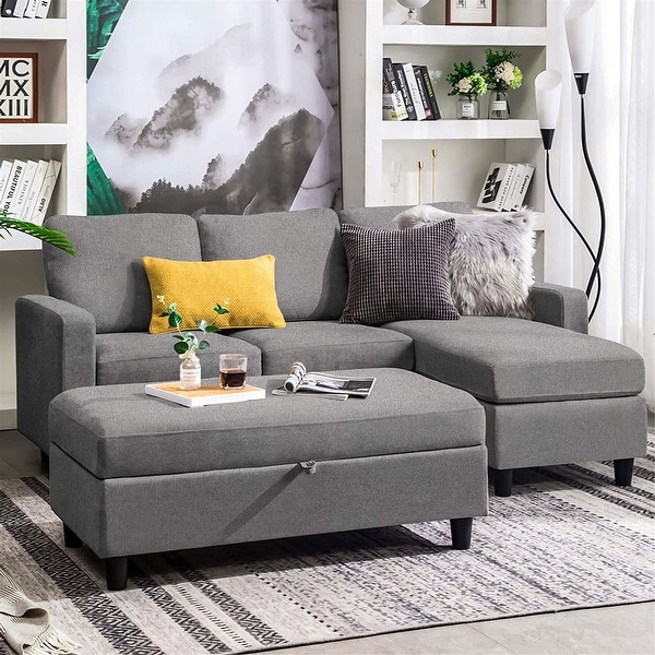 Reversible sectional sofa with best sale ottoman