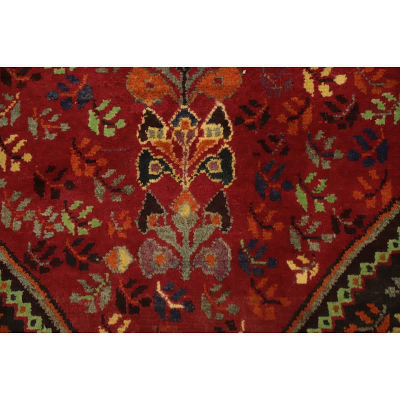 Hand Knotted Oriental 100% Wool Carpet Traditional Medallion Red Shiraz Area Rug - 8' 2'' X 5' 3''