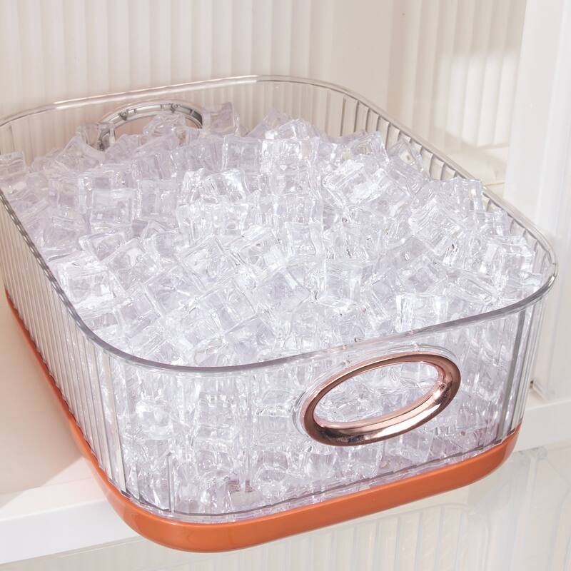 Set of 4 Plastic Storage Bins Organizers Stackable Clear Pantry Organizer Box Containers
