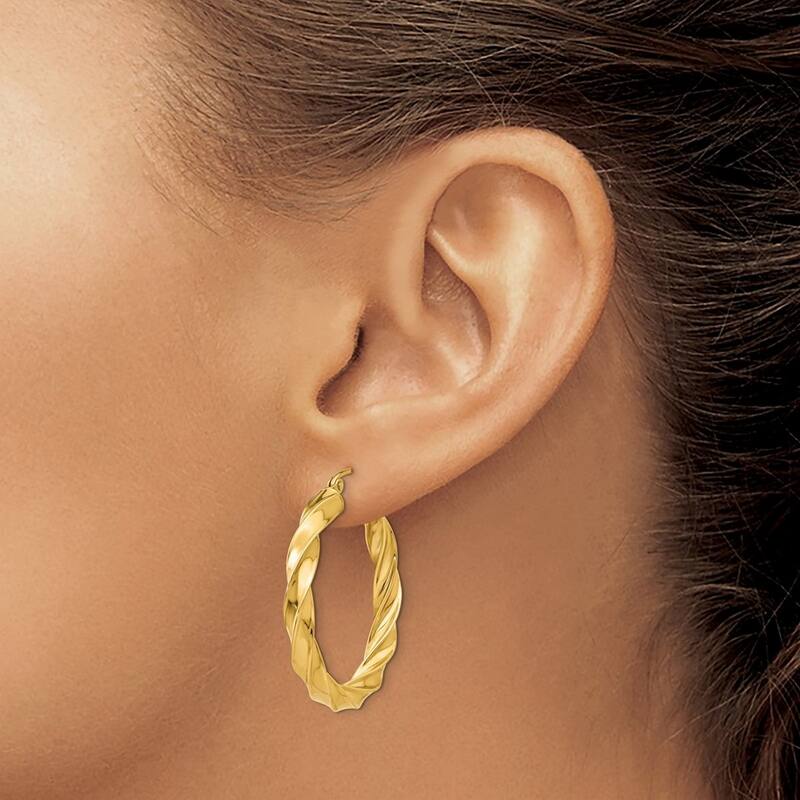 Curata 14k Yellow Gold Polished Light 31x4mm Twisted Hoop Earrings