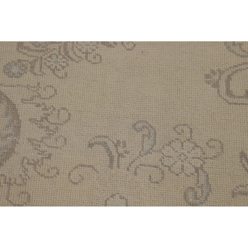 Floral Beige Tabriz Persian Area Rug Hand-Knotted Wool Carpet - 9'6"x 12'10"