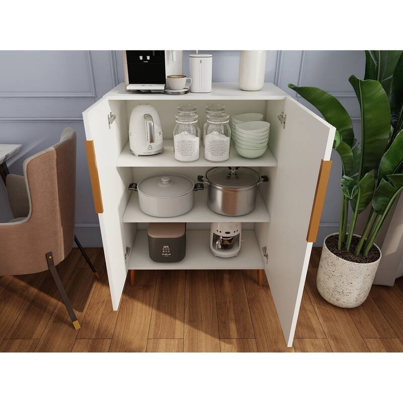 Modern White Sideboard Cabinet with Gold Handles