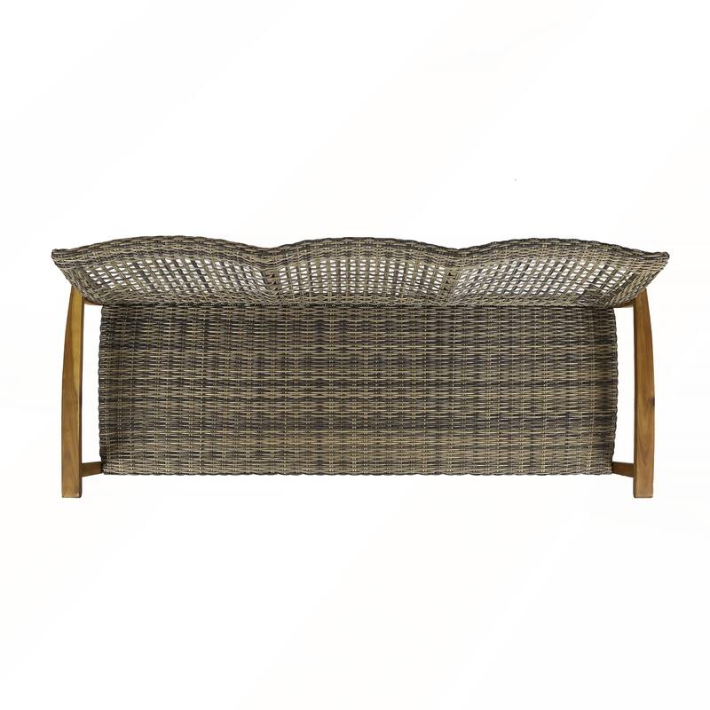 Wicker Acacia Wood Sofa Outdoor Seating with Large Capacity