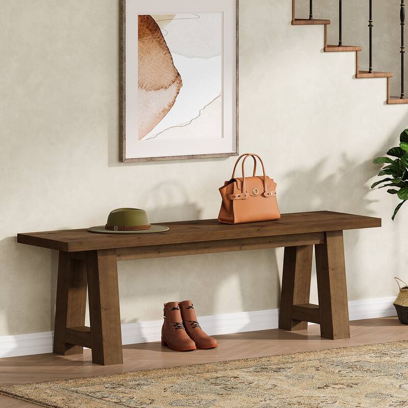 55" Solid Wood Bench for Entryway, Dining Room, Hallway