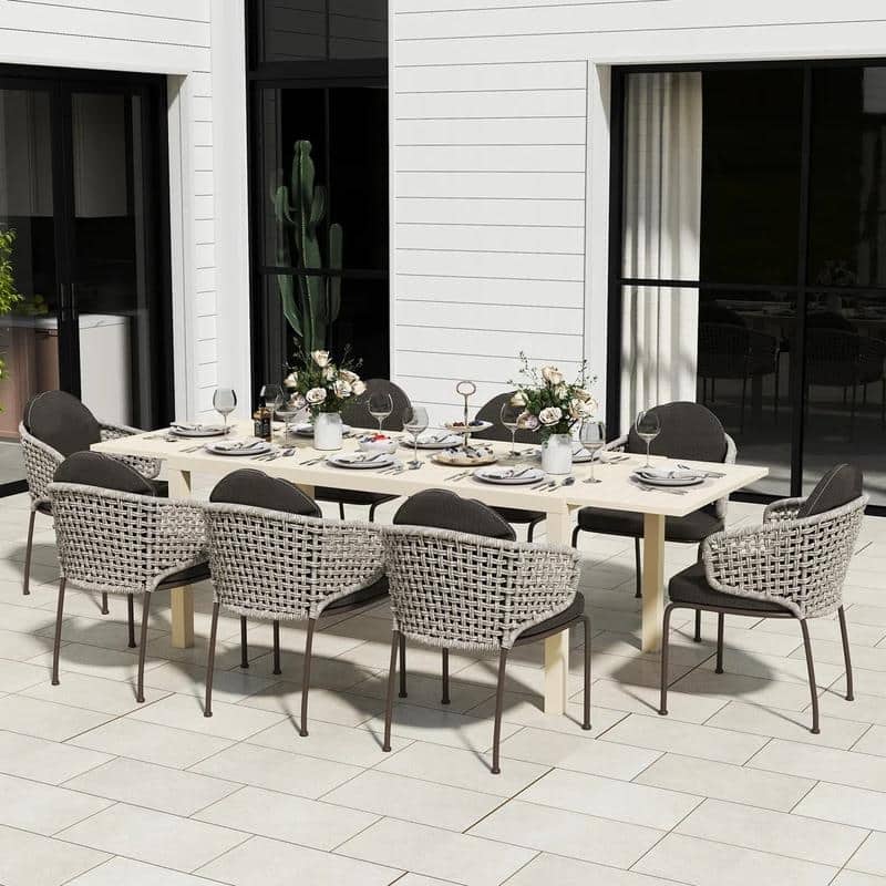 Domioutdoorliving 97.2"L Extendable Aluminum Outdoor Dining Table