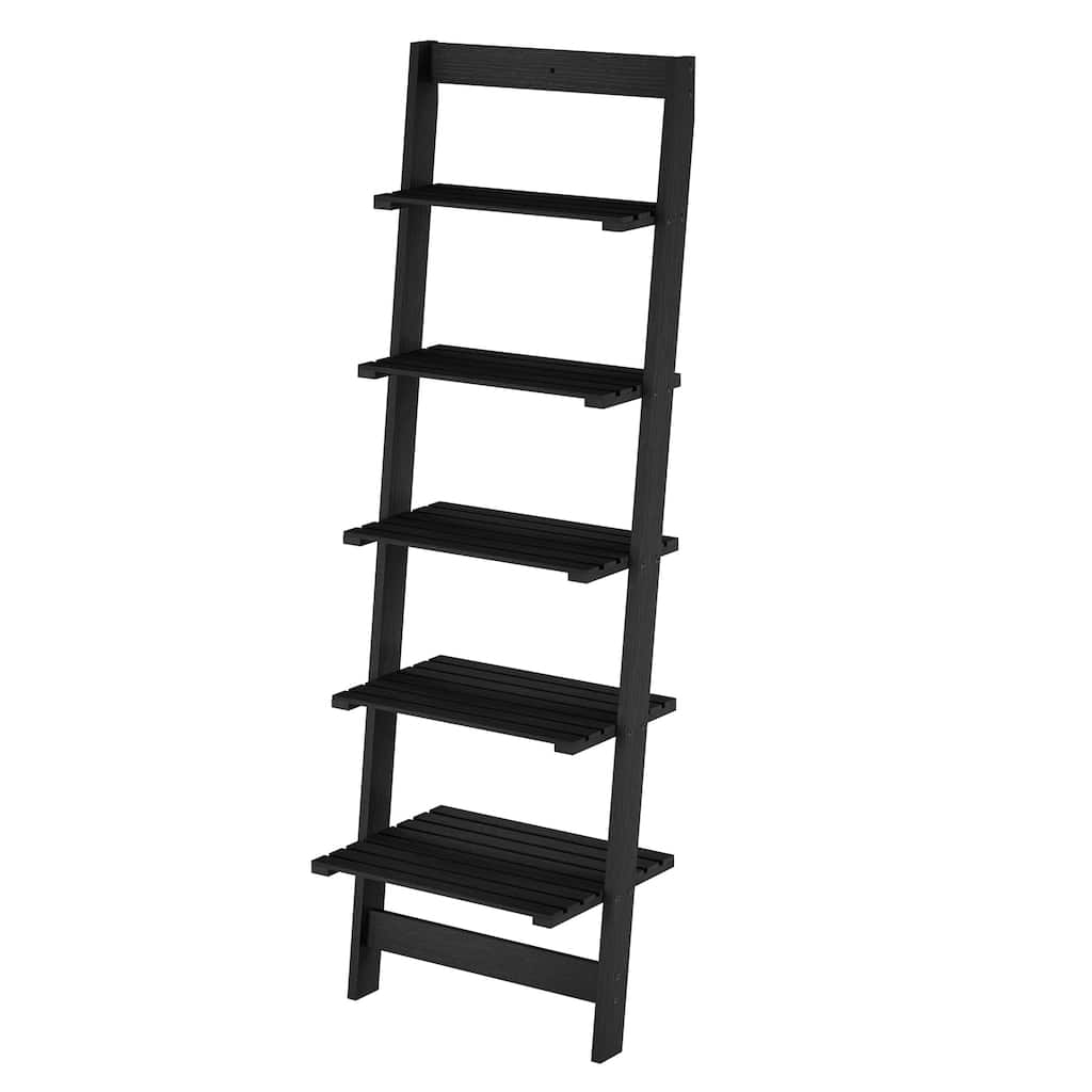 Lavish Home 5-Tier Skinny Ladder Bookshelf, Black