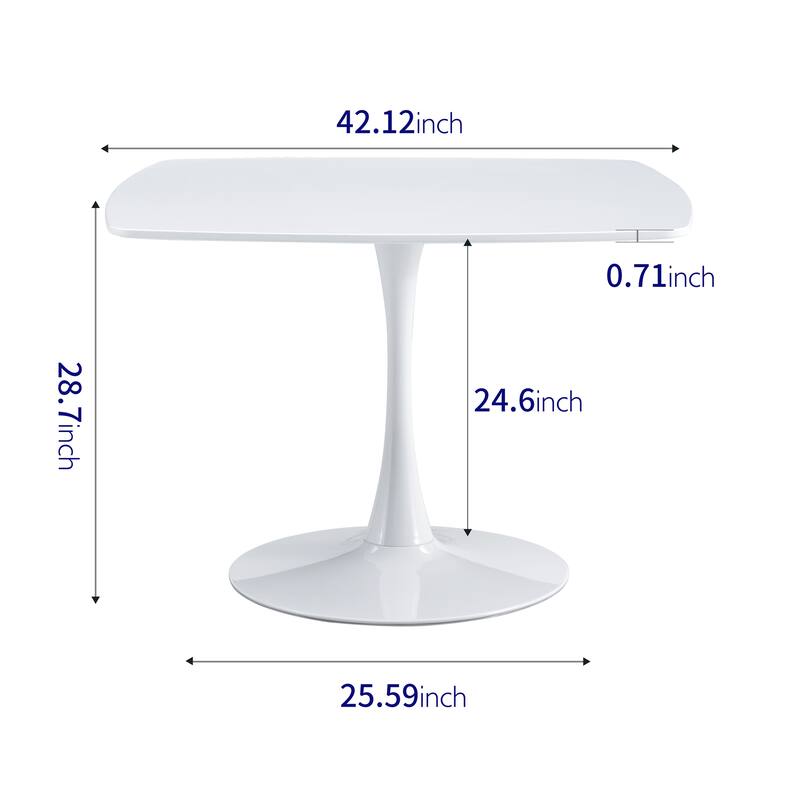 Dining Table, Metal Base Pedestal Table for 4-6 People Mid-Century Coffee Table for Dinning Room, Kitchen
