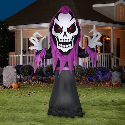 Gemmy Airblown Skeleton Reaper w/Red LED Eyes Giant, 10.5 ft Tall, Multicolored
