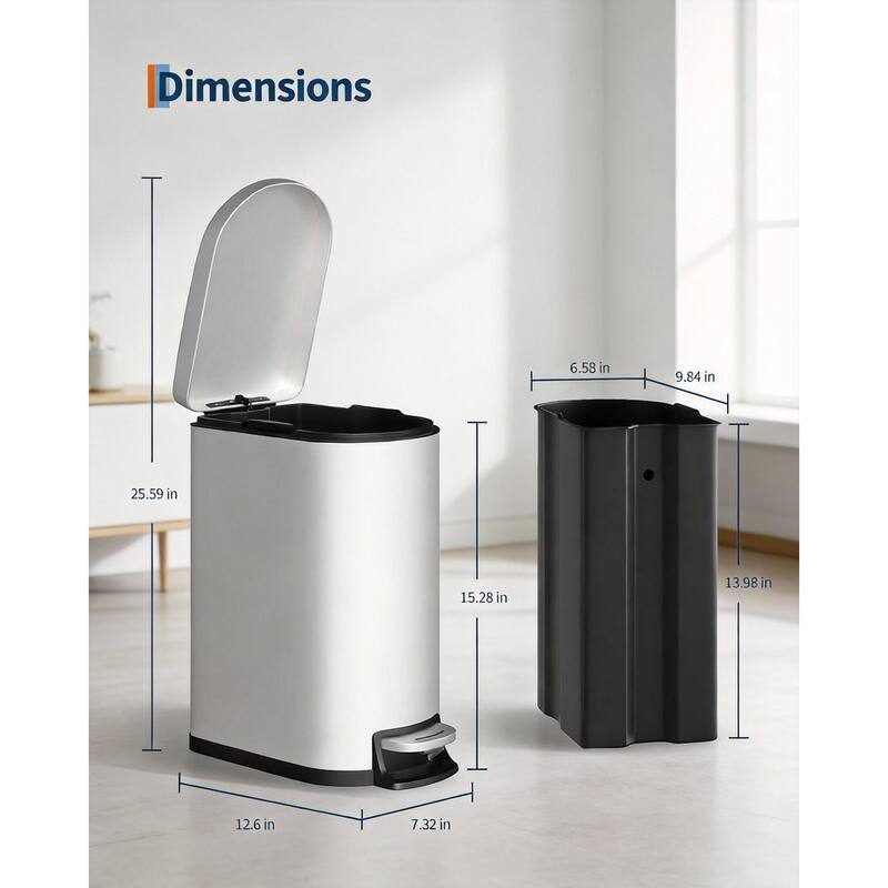 Kitchen Trash Can Combo Set, 13.2 & 2.6 Gallon
