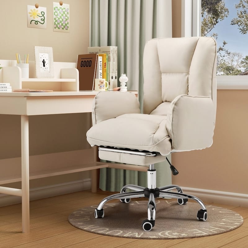 EROMMY Ergonomic Home Office Chair with High Back, Footrest, Lumbar Support, and Adjustable Height - Ideal for Vanity, Gaming