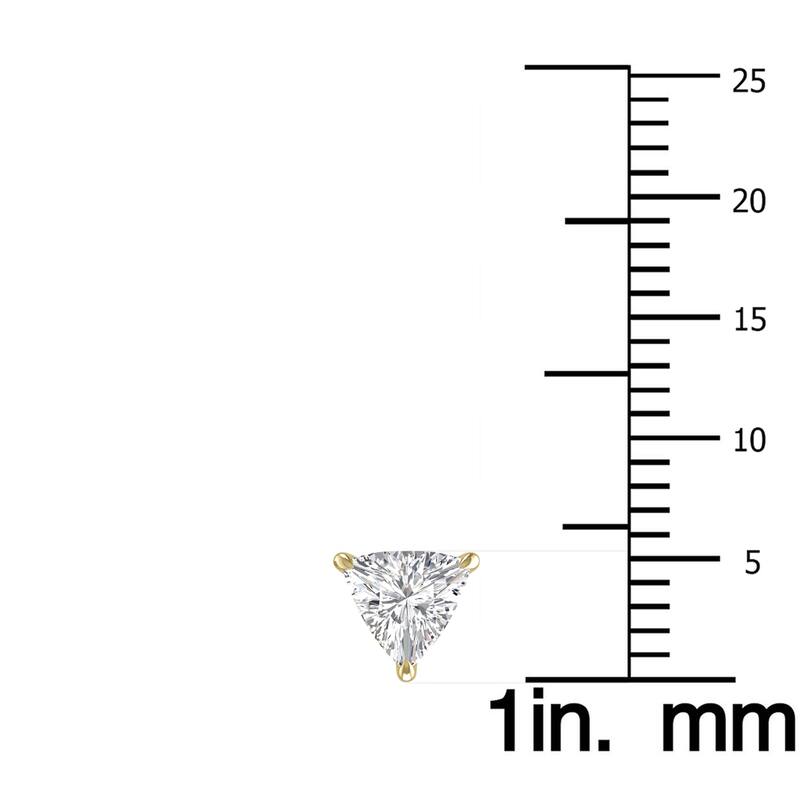 Marquee Lab Grown 1 Carat Trillion Shaped Solitaire Diamond Earrings in 14K Yellow Gold