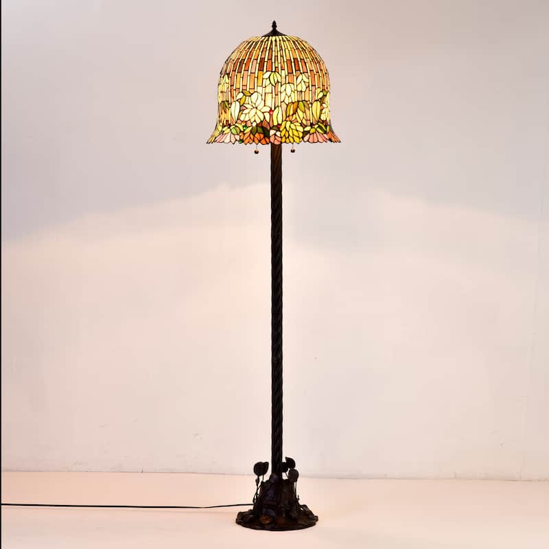 Nicha 2-light Water lily 62-inch Multicolor Tiffany-style Floor Lamp