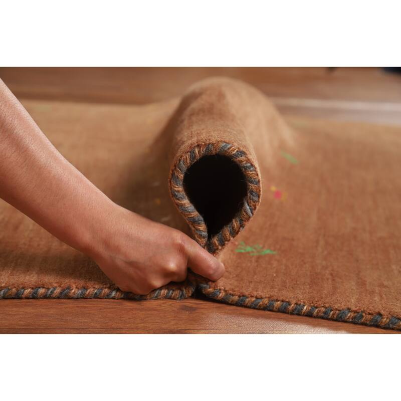 Hand Knotted Oriental 100% Wool Carpet Tribal Animal Pictorial Brown Gabbeh Area Rug - 5' 10'' X 4' 0''