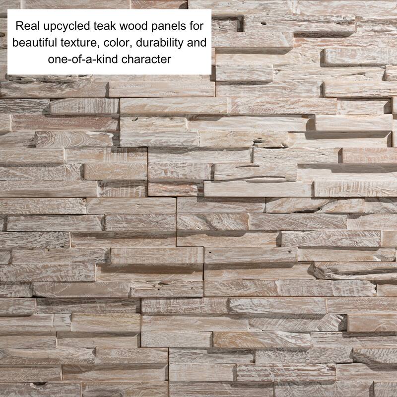 Wall!Supply 0.79 in. x 7.09 in. x 19.49 in. UltraWood Teak White Wash Jointless Z-shape Interlocking (10-Pack)