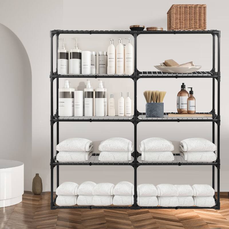 5-shelf Wire Rack With Cover (2 Pack), Versatile Design Heavy Duty Storage Shelf
