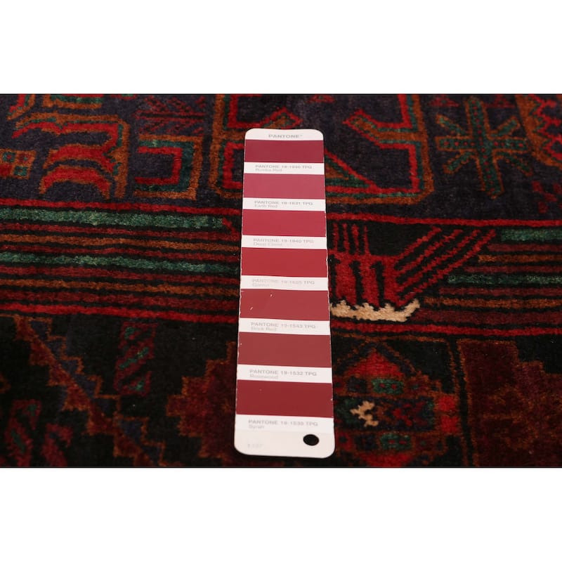 Teimani Navy, Red Rug 3'10" x 6'5" - 3'10 x 6'5
