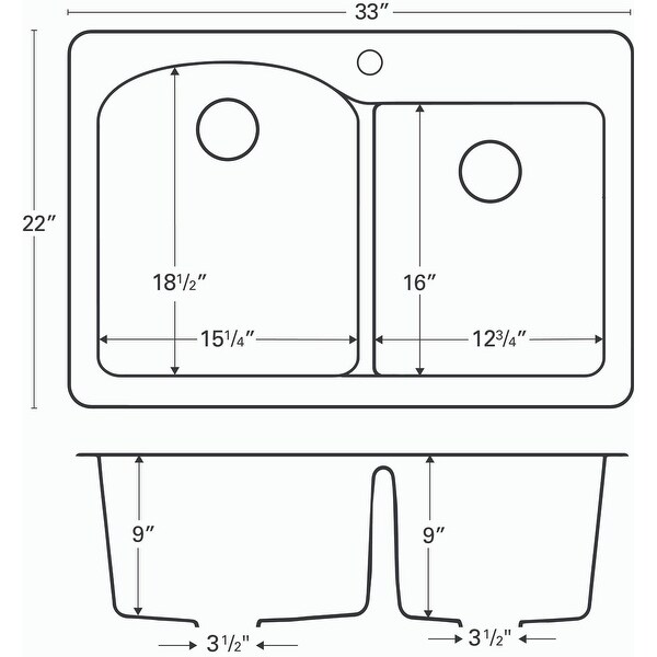Karran Drop-In Quartz 33 in. 1-Hole 60/40 Double Bowl Kitchen Sink Kit. Opens flyout.